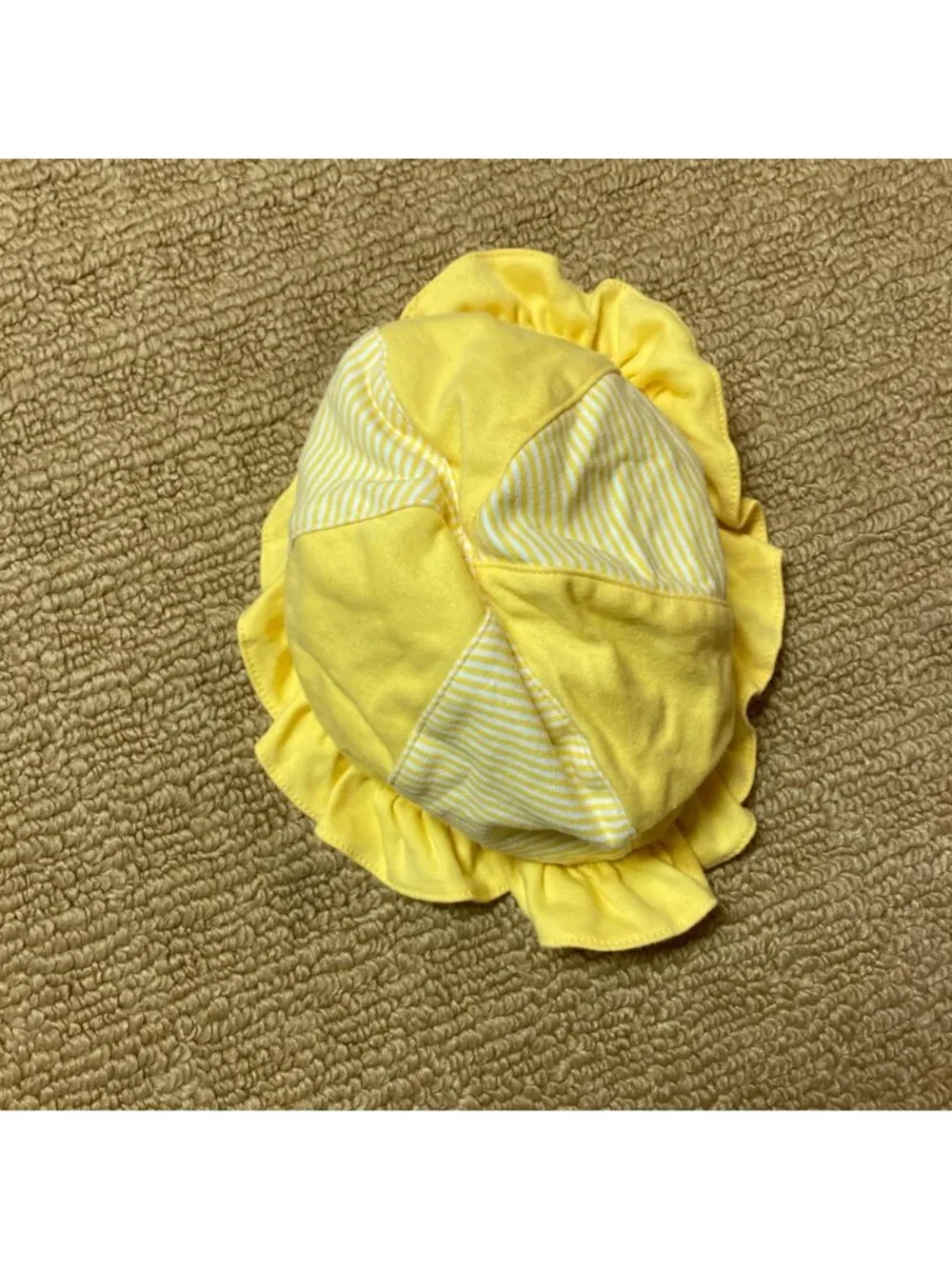 2nd Step Toddler Sun Hat 24 Months Yellow White Stripes Ruffle Hook Look Closer
